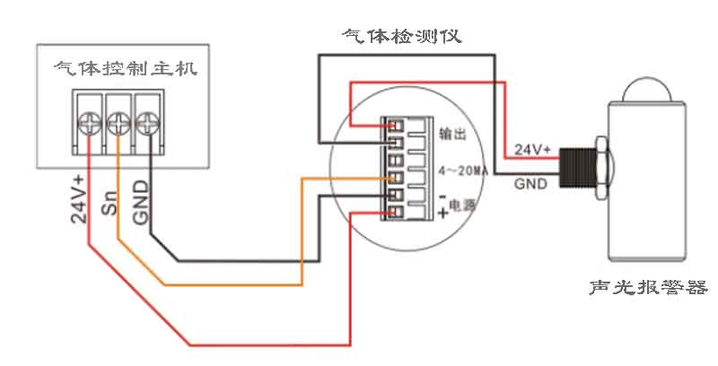 三线制可燃气体探测器接线图